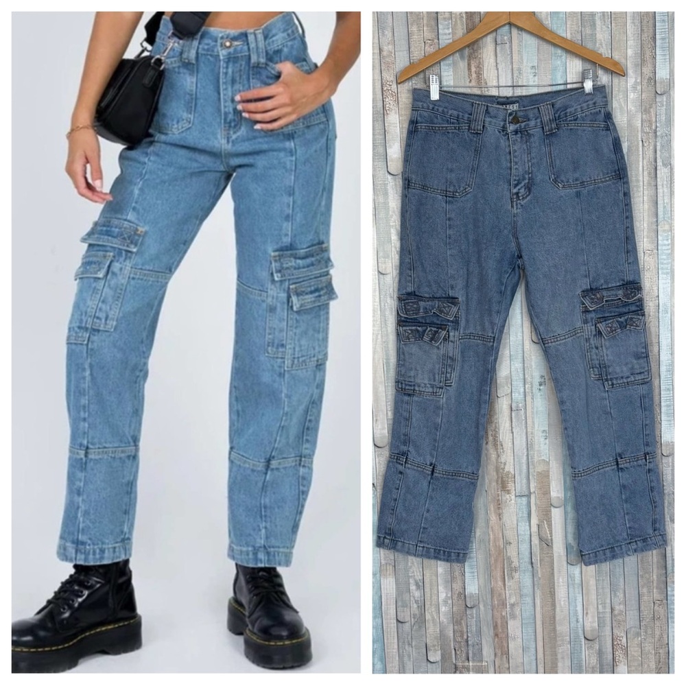 Lioness‎ L Cargo Straight Leg Jeans Pockets Princess Polly Revolve Trendy Y2K